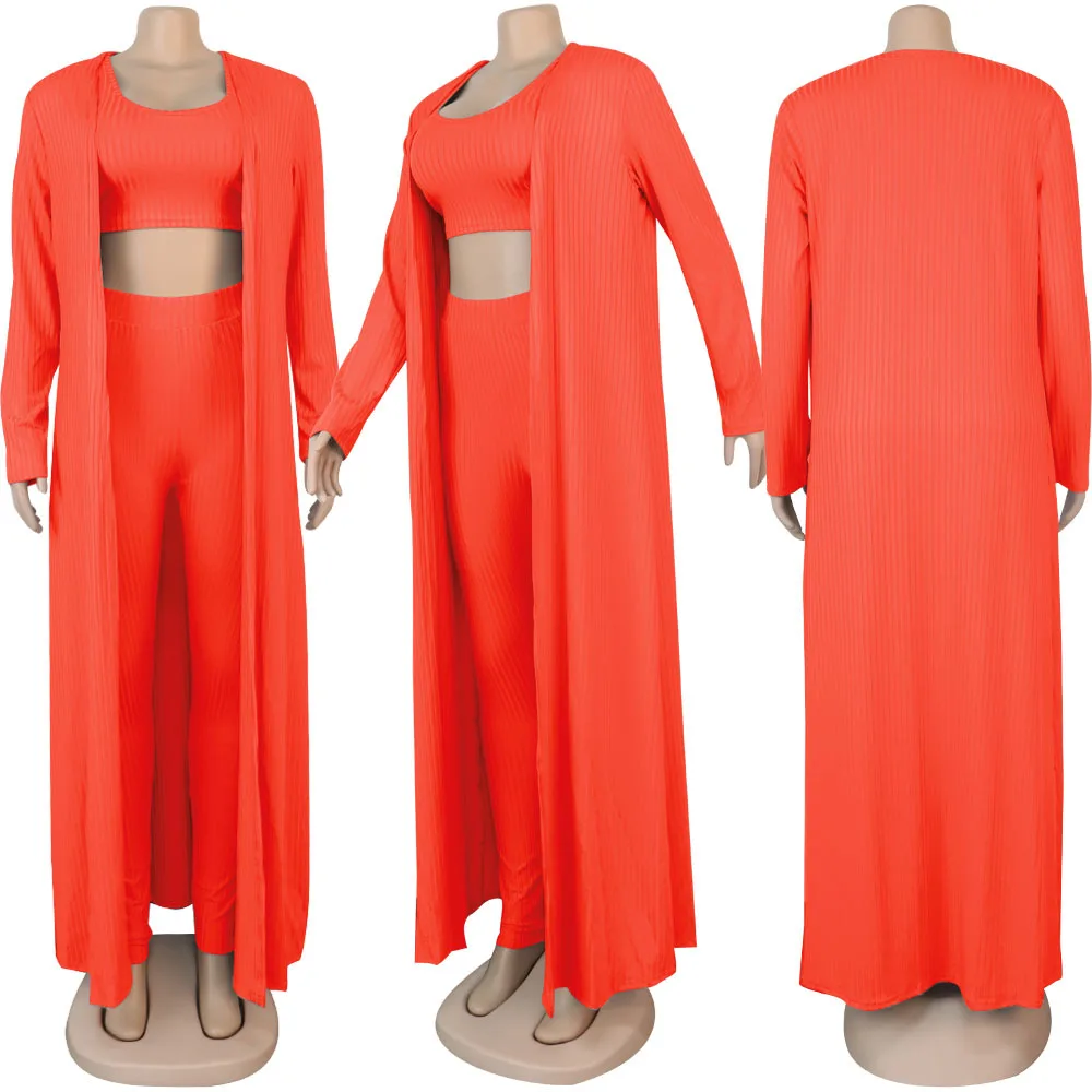 Women's Crop Top, Leggings and Long Cardigan Set