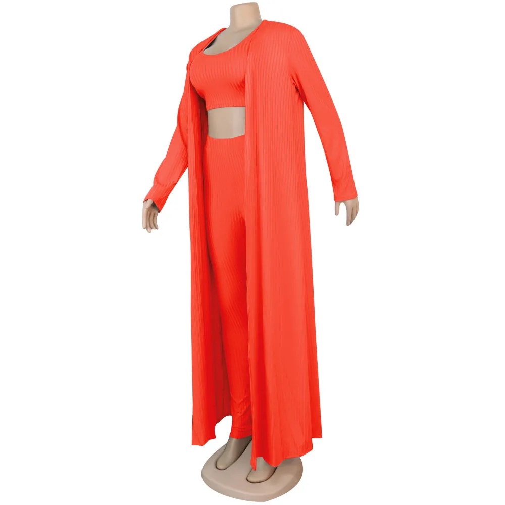 Women's Crop Top, Leggings and Long Cardigan Set