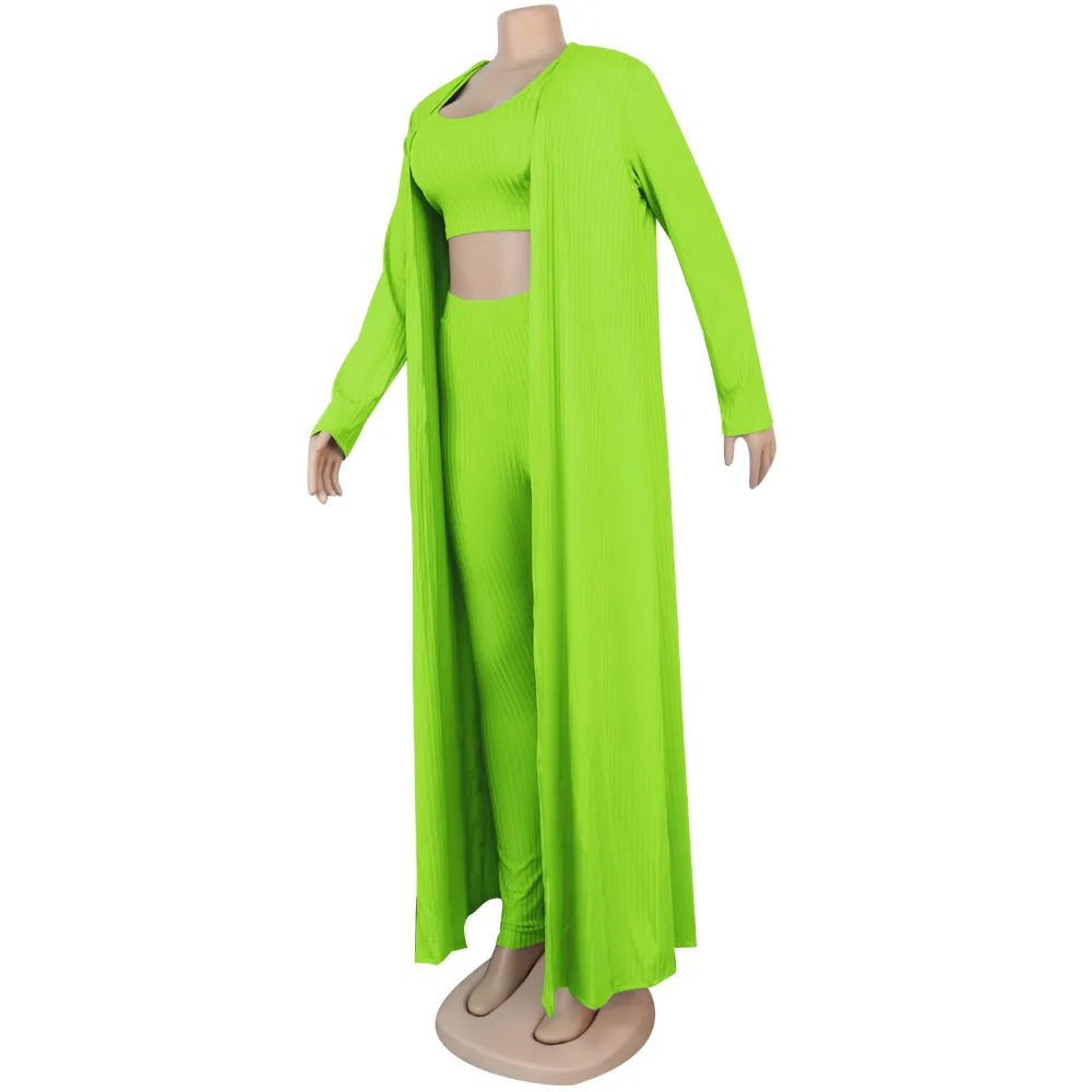 Women's Crop Top, Leggings and Long Cardigan Set