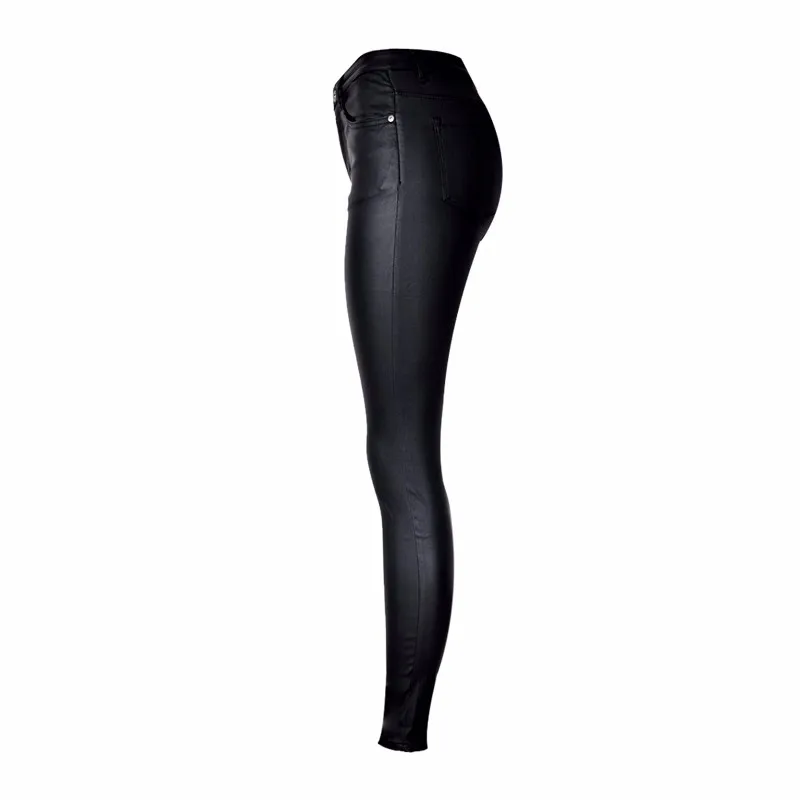 Women's Elastic Skinny Leather Look Jeans