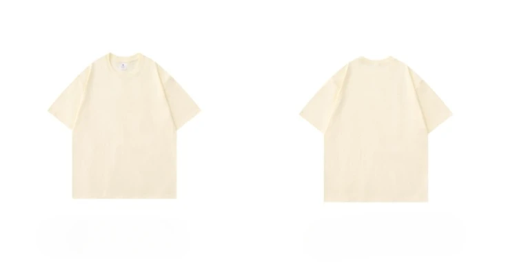 Beige 300g Heavyweight Cotton T-shirt, Loose Summer Round Neck Basic Tee for Men & Women Beige 300g Heavyweight Cotton T-shirt, Loose Summer Round Neck Basic Tee for Men & Women