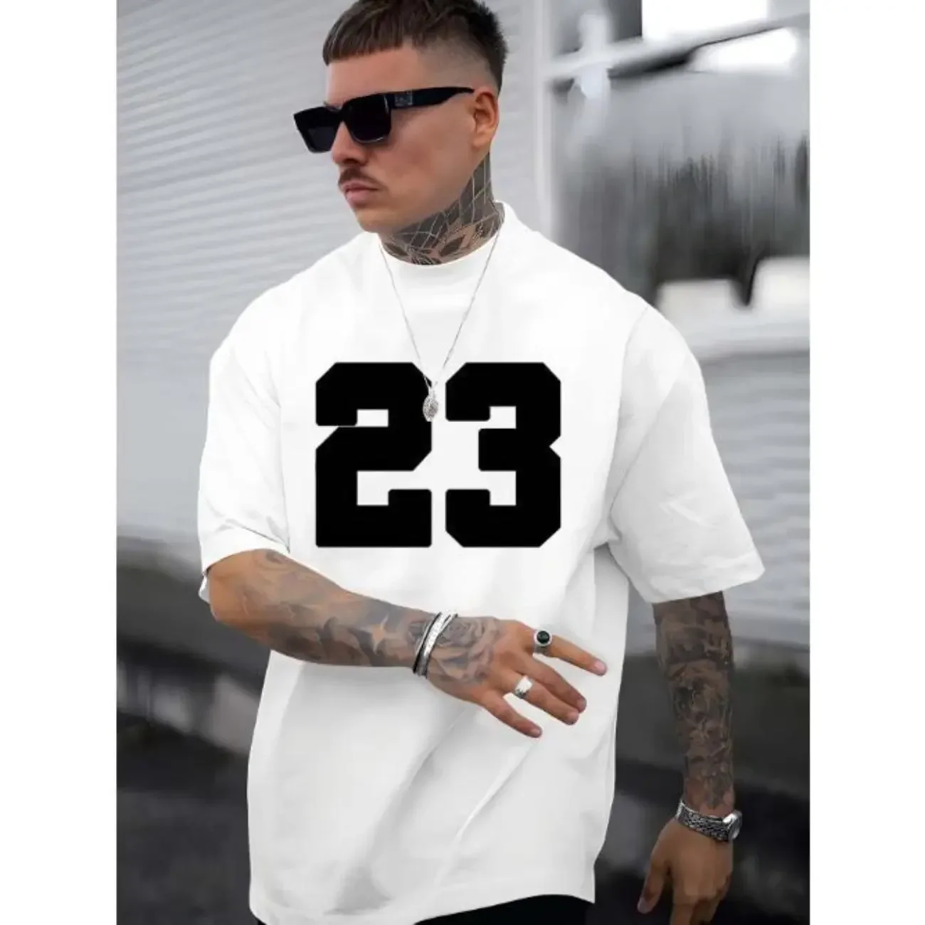 Men's Stylish T-shirts, Crew Neck Tees With "23" Print, Comfort Fit, Casual Short Sleeves, Trendy Tops For Summer& Spring