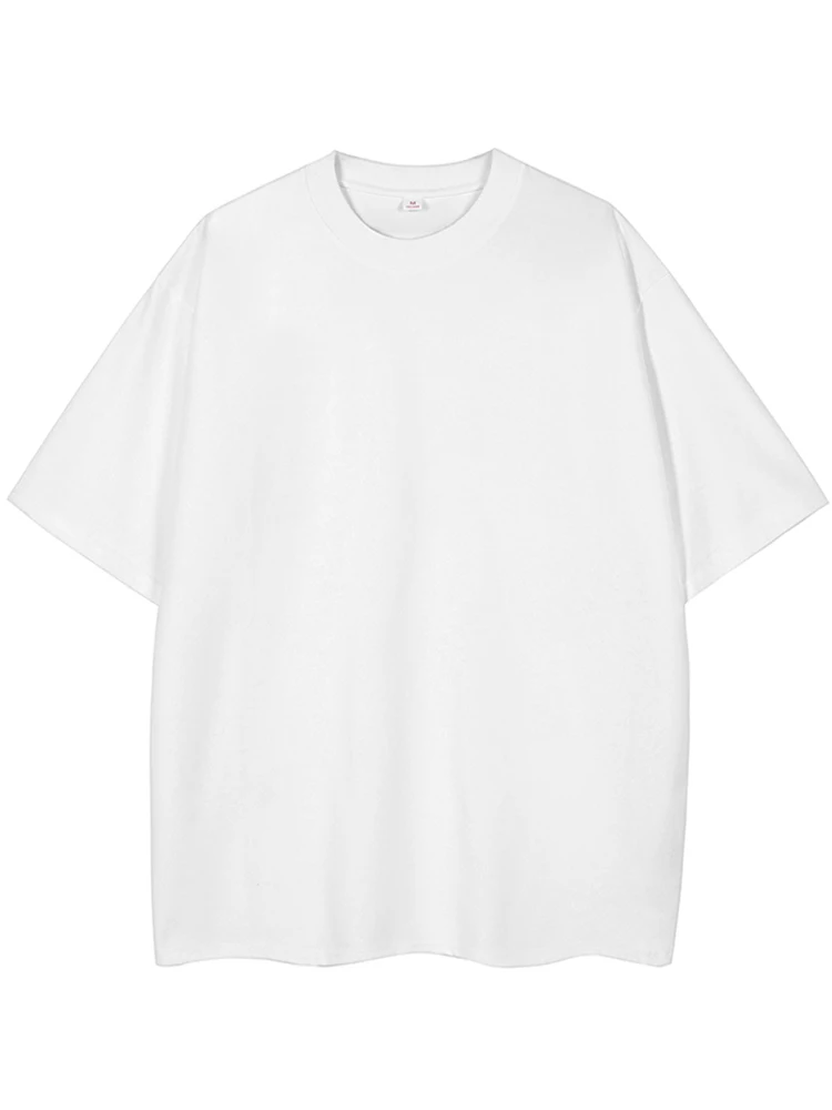 260GSM Summer T Shirt Men Korean Fashion Short Sleeve Loose Basic T-shirts Solid Tops Oversized Tee Unisex