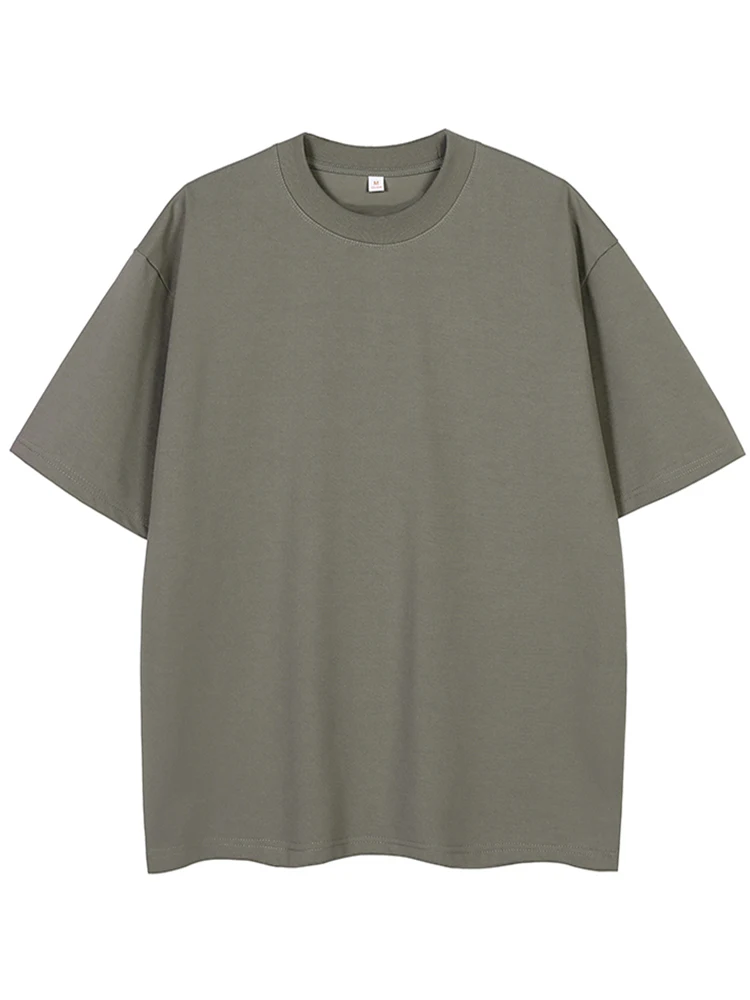 260GSM Summer T Shirt Men Korean Fashion Short Sleeve Loose Basic T-shirts Solid Tops Oversized Tee Unisex