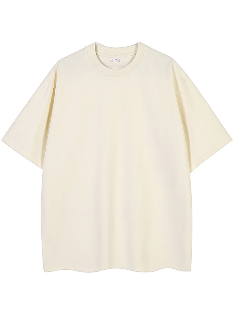 260GSM Summer T Shirt Men Korean Fashion Short Sleeve Loose Basic T-shirts Solid Tops Oversized Tee Unisex
