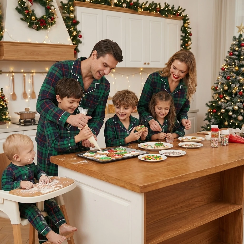 Merry Xmas Family Matching Pajamas Set Plaid Print Adults Kids Christmas Pyjamas Button Shirt+Trousers 2 Pieces Suit Loungewear