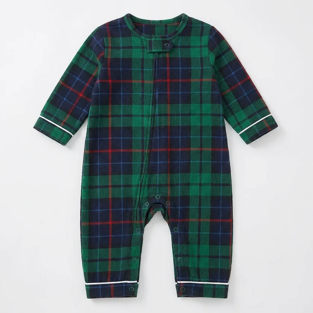 Merry Xmas Family Matching Pajamas Set Plaid Print Adults Kids Christmas Pyjamas Button Shirt+Trousers 2 Pieces Suit Loungewear