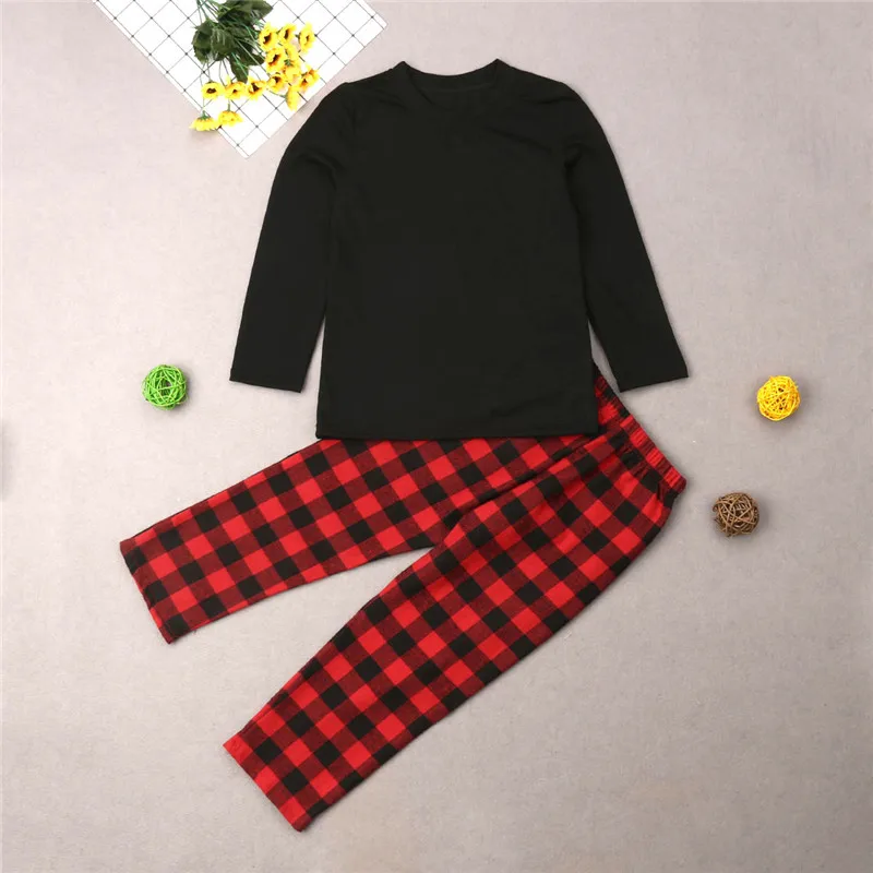 Adults Baby Kids Christmas Family Matching Pajamas Set Sleepwear Xmas Plaid Nightwear Outfits 2Pcs/set