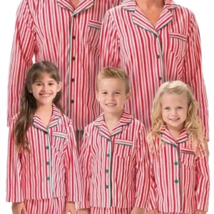 Family Christmas Pajamas Set Striped Print Matching Clothes Turn-dwon Collar Button Shirt+Trousers 2 Pcs Suit Xmas Look Wear Pjs