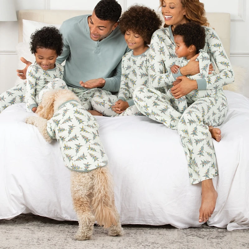 Holiday Party Look Pyjamas Christmas Tree Print Family Pajamas Set Adults Kids Matching Outfits Baby&Dog Romper 2 Pcs Suit PJs