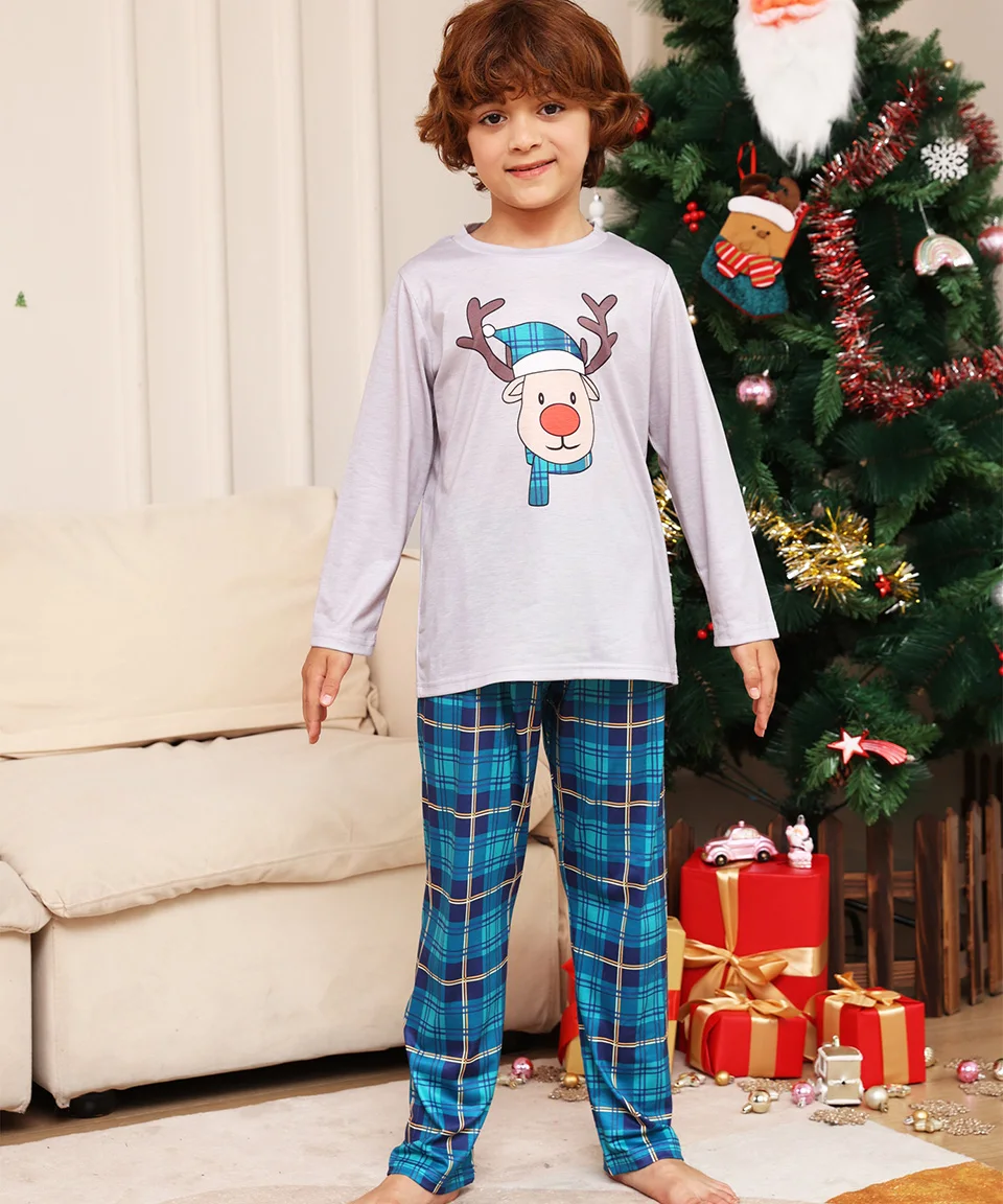 Family Matching Xmas Pajamas Outfits Set Deer Printed 2026 Christmas Family Look Same Adult Kids Mother Daughter Pyjamas Clothes