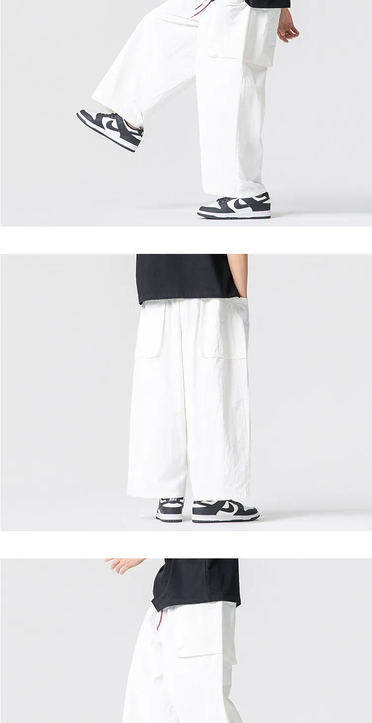 Summer Light Thin Wide Leg Pants Men Women Oversized Loose Harajuku Casual Trousers Unisex Style Joggers Solid Color Cargo Pants