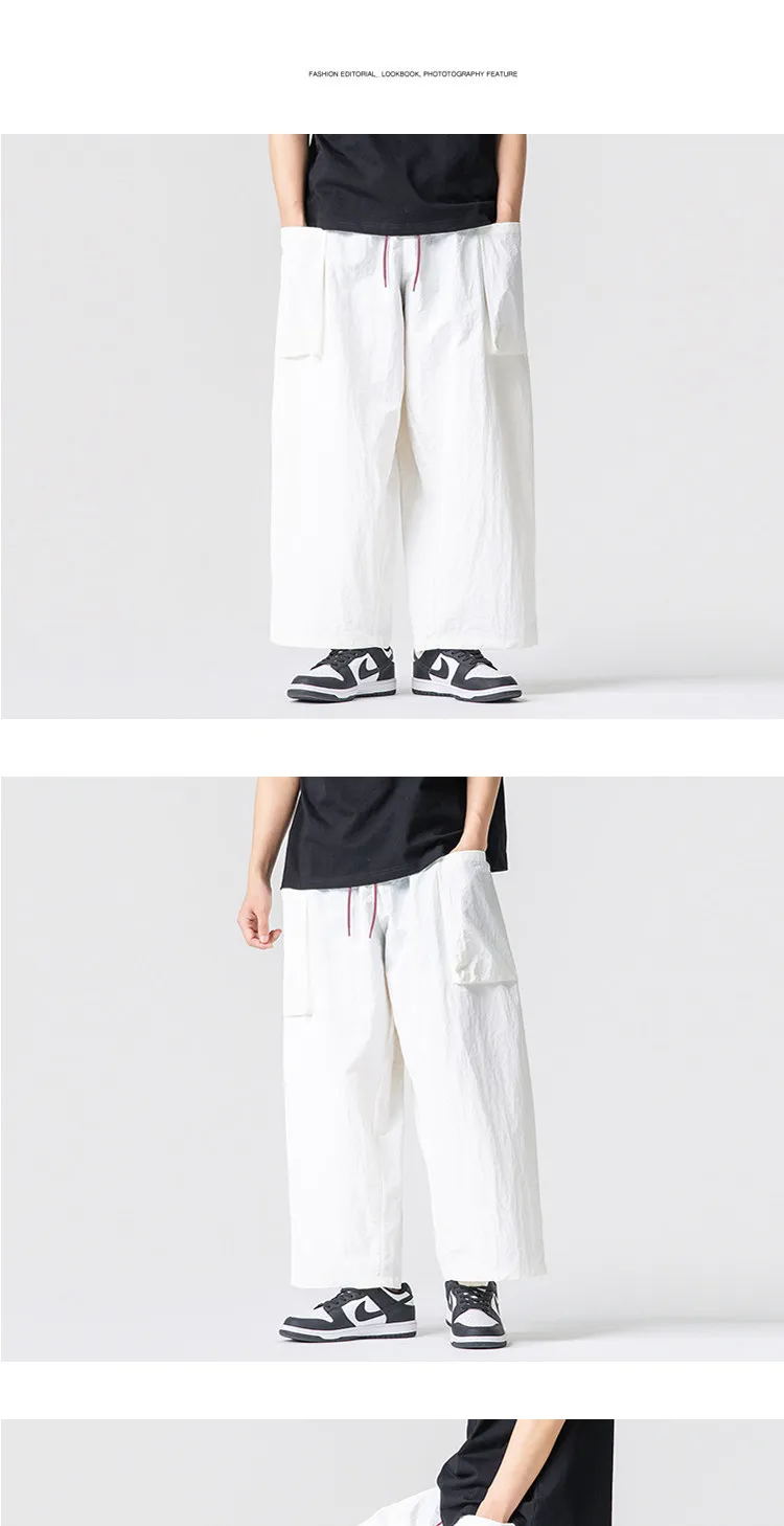 Summer Light Thin Wide Leg Pants Men Women Oversized Loose Harajuku Casual Trousers Unisex Style Joggers Solid Color Cargo Pants