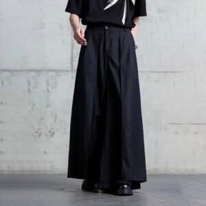 Gothic Y2K Single Layer Thick Japanese Culottes Dark Style Streetwear Draped Personality All Match Casual Pants Unisex 2024
