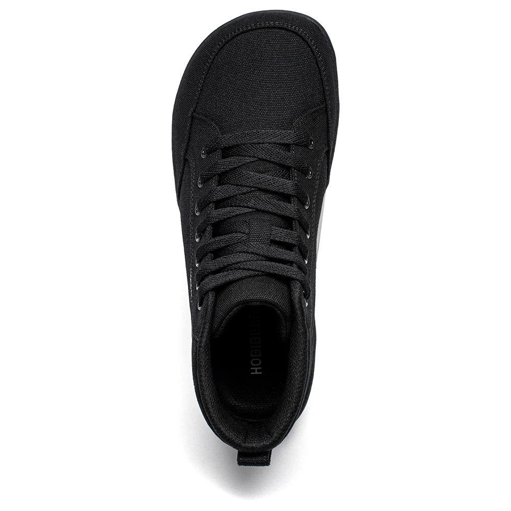HOBIBEAR Mid-Top Barefoot Shoes Unisex Wide Toe Box Canvas Sneakes Zero Drop Lace Up Outdoor Walking Shoes