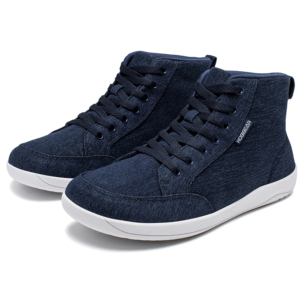 HOBIBEAR Mid-Top Barefoot Shoes Unisex Wide Toe Box Canvas Sneakes Zero Drop Lace Up Outdoor Walking Shoes