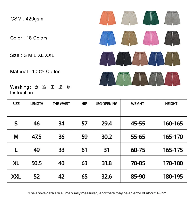 ZODF Trendy Batik Washed 420gsm Cotton Shorts For Men Retro Unisex Basic Heavy Weight Loose Solid Shorts Brand Bottoms HY0855