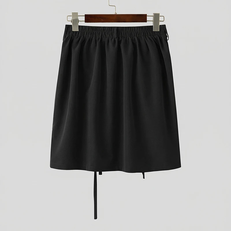 INCERUN Men Skirts Solid Color Pleated Lace Up Personality 2026 Fashion Men Bottoms Streetwear Summer Casual Unisex Shorts S-5XL
