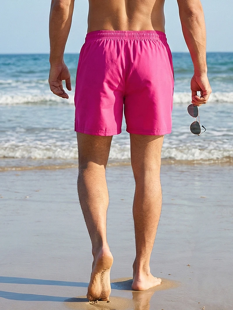 Men's Beach Shorts with Mesh Liner Summer Casual Board Shorts with Zipper Side Pockets Swim Trunks Swimwear Swimsuit Beachwear