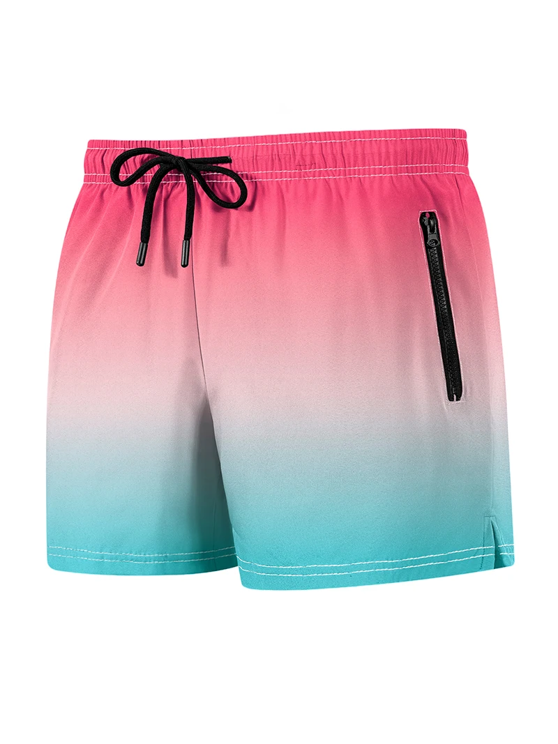 Men's Beach Shorts with Mesh Liner Summer Casual Board Shorts with Zipper Side Pockets Swim Trunks Swimwear Swimsuit Beachwear