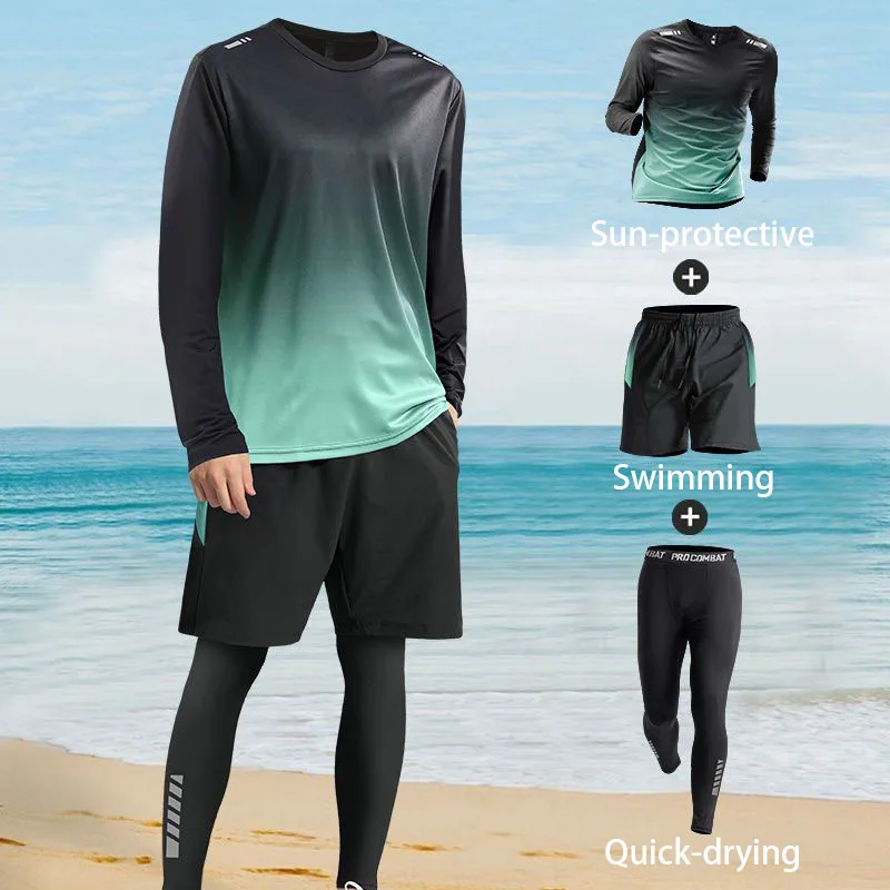 2025 new swimming suit, men's sun-protective long-sleeved and long pants swimsuit.