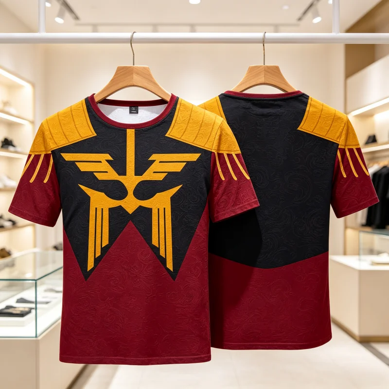 2026 Selling Animated Mobile Warrior Gundam Print Summer Casual Short Sleeved Quick Drying Breathable Top Tshirt Beach Surfing