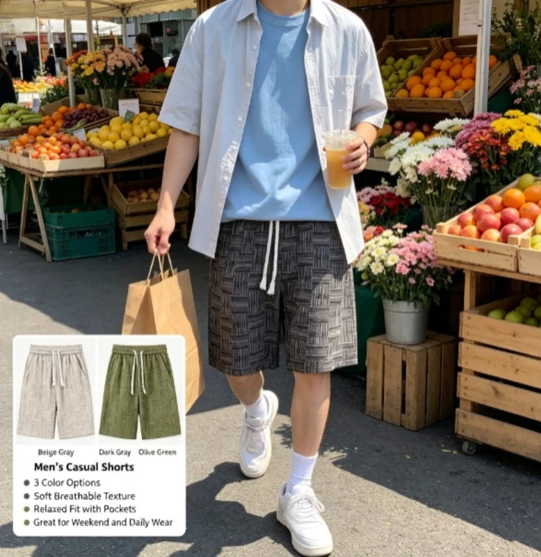Men Premium Ice Silk 5 Inch Casual Shorts, Hot Selling Quick Dry Loose Draping Summer Outdoor Wear Short Trousers