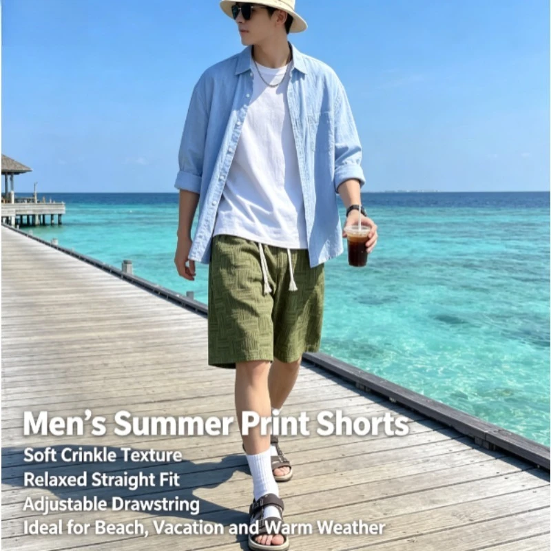 Men Premium Ice Silk 5 Inch Casual Shorts, Hot Selling Quick Dry Loose Draping Summer Outdoor Wear Short Trousers
