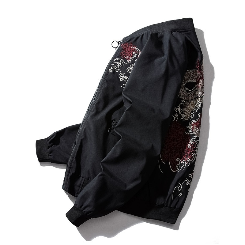 Men's Bomber Jacket with Chinese Dragon Embroidery - Image 4