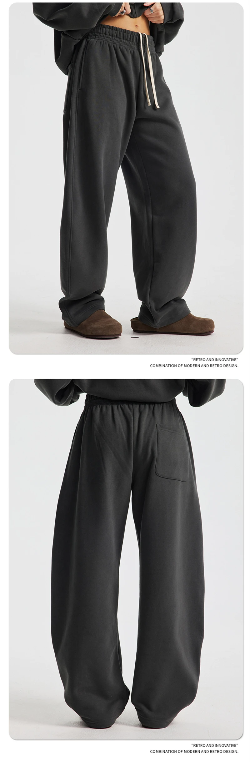 ZODF 2025 Winter 430gsm Man Fleece Straight Pants Unisex Casual Oversized Thick Keep Warm Trousers Sweatpants HY1170