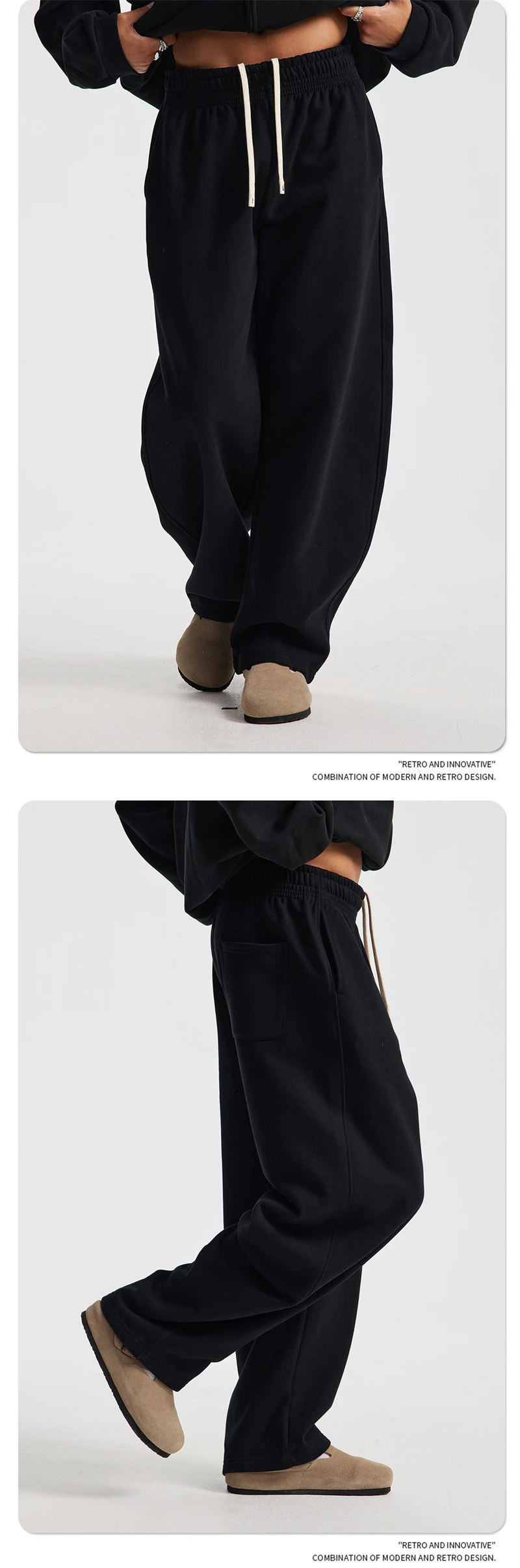 ZODF 2025 Winter 430gsm Man Fleece Straight Pants Unisex Casual Oversized Thick Keep Warm Trousers Sweatpants HY1170