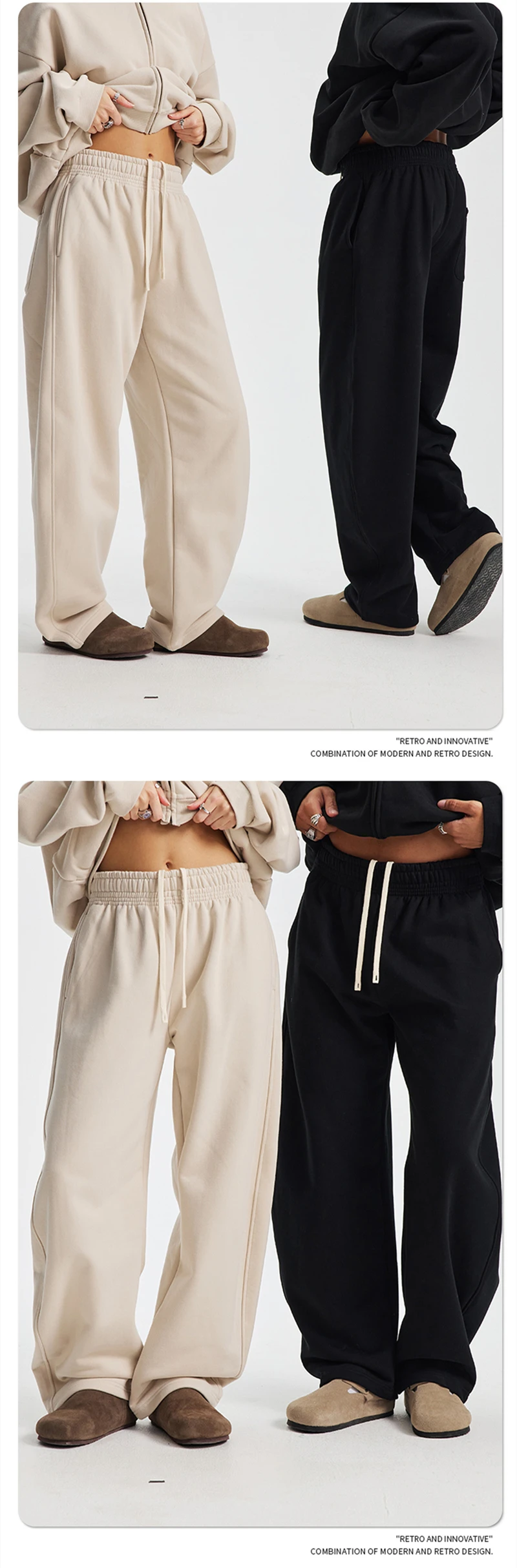 ZODF 2025 Winter 430gsm Man Fleece Straight Pants Unisex Casual Oversized Thick Keep Warm Trousers Sweatpants HY1170