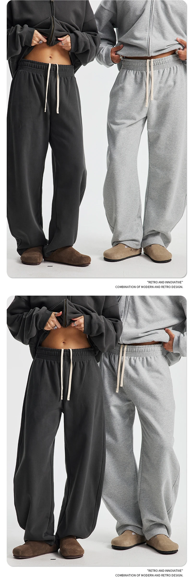ZODF 2025 Winter 430gsm Man Fleece Straight Pants Unisex Casual Oversized Thick Keep Warm Trousers Sweatpants HY1170