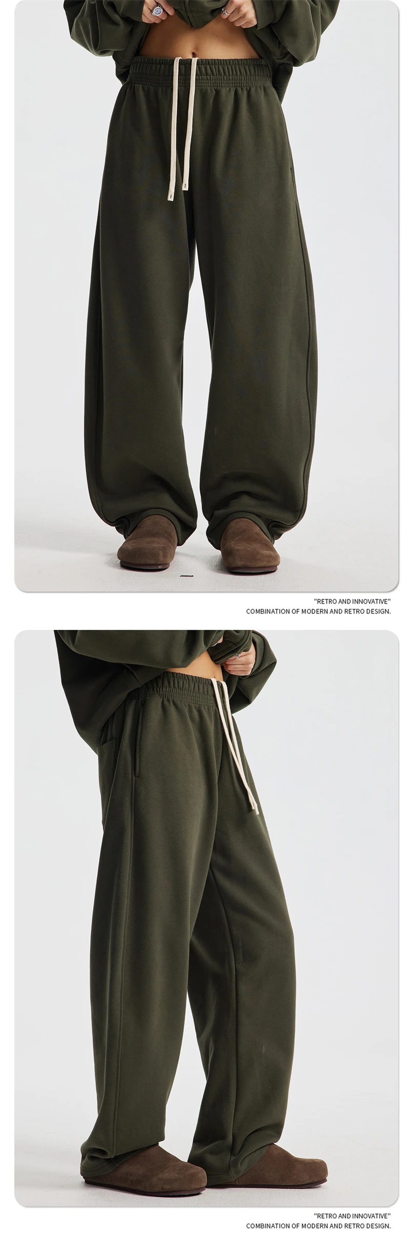 ZODF 2025 Winter 430gsm Man Fleece Straight Pants Unisex Casual Oversized Thick Keep Warm Trousers Sweatpants HY1170