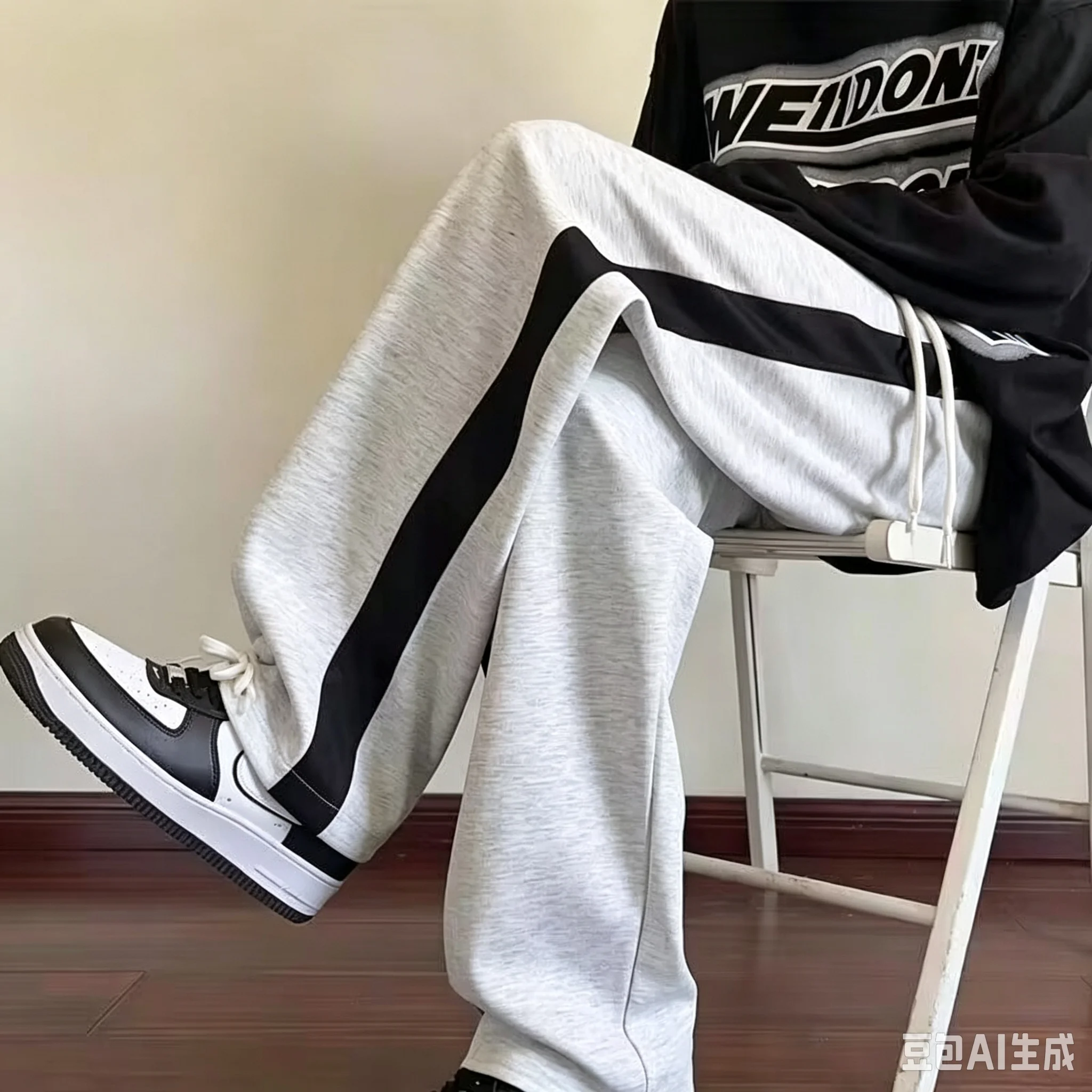 Men Women Unisex Quick Dry Casual Long Trousers Side Contrast Stripe Pants Outdoor Straight‑Leg Hip Hop Streetwear Sweatpants