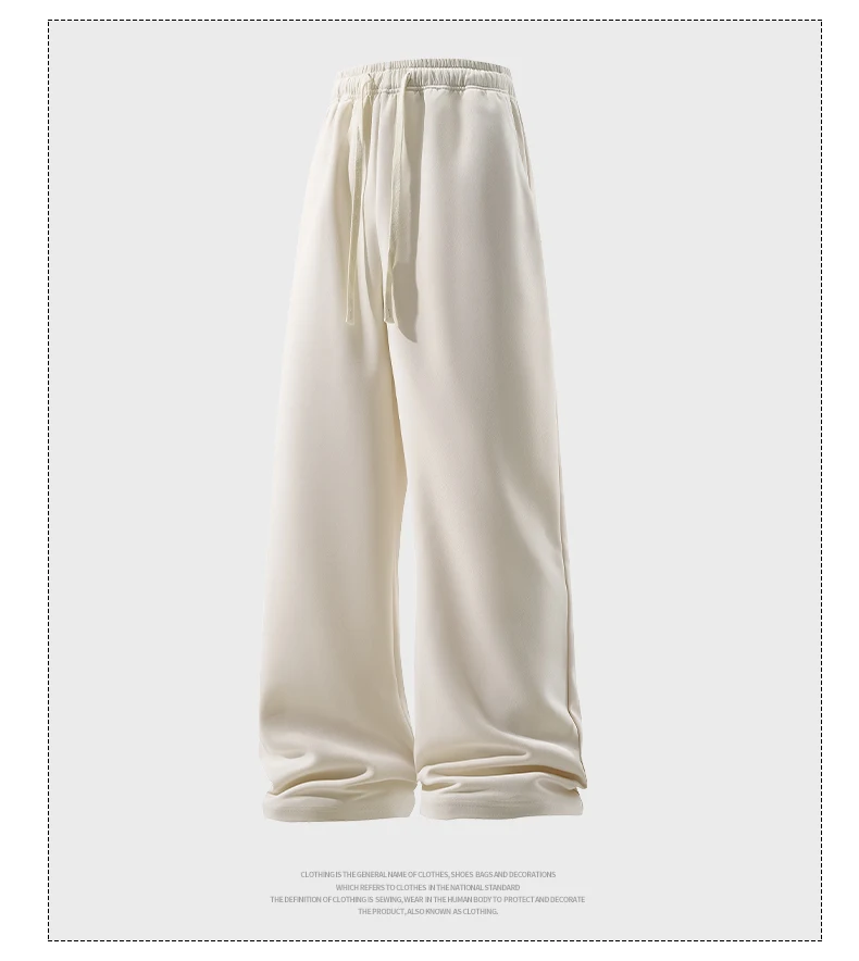 Wide Leg Pant Fashion Causal Breathable Men Sweatpant Male Autumn Versatile Elastic High Waist Drawstring Loose Straight Trouser