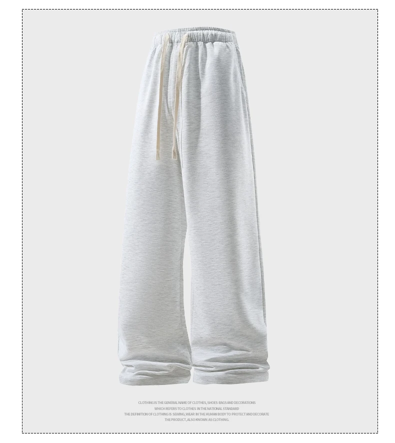 Wide Leg Pant Fashion Causal Breathable Men Sweatpant Male Autumn Versatile Elastic High Waist Drawstring Loose Straight Trouser