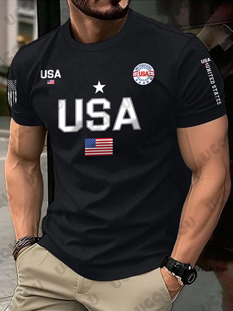 2026 New USA Flag Graphic Men Surfing T-shirt Summer Sports Quick Dry Tees Casual United States Print Streetwear Kids/Adult Tops