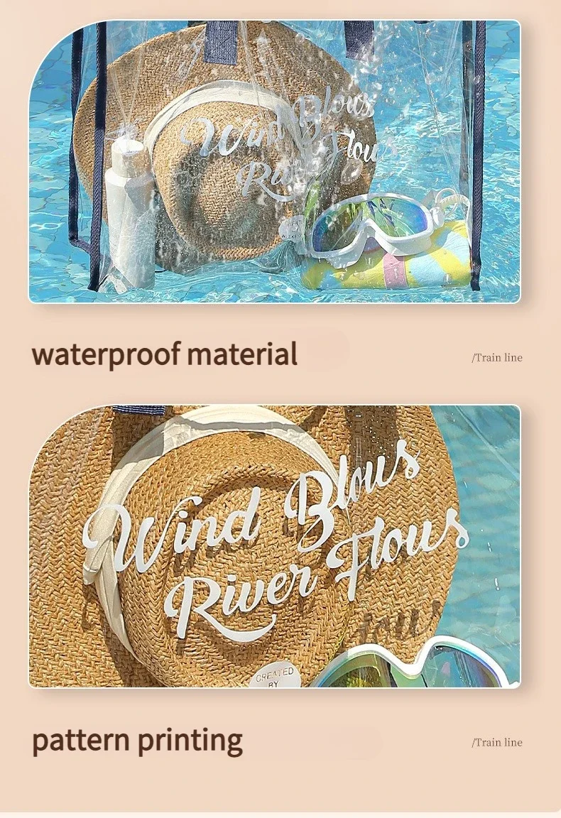 Transparent Waterproof Swimming Bag, Large Capacity Beach Jelly Bag, Women's Handheld PVC Shopping Bag