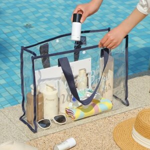 Transparent Waterproof Swimming Bag, Large Capacity Beach Jelly Bag, Women's Handheld PVC Shopping Bag