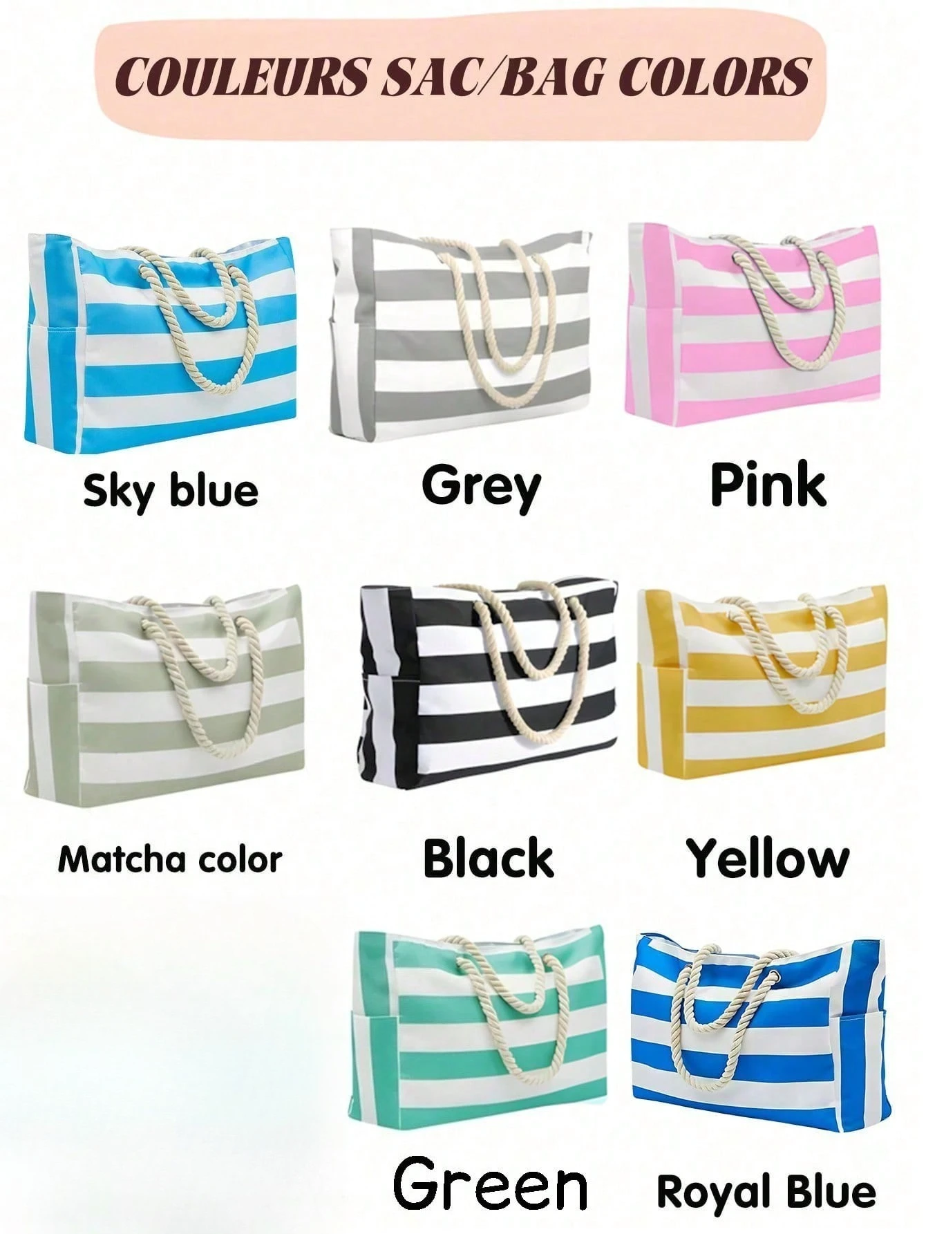 Custom Embroidery Name Striped Beach Bag Women Large Rope Handle Tote Bag Personalized Summer Swim Bag Vacation Gift