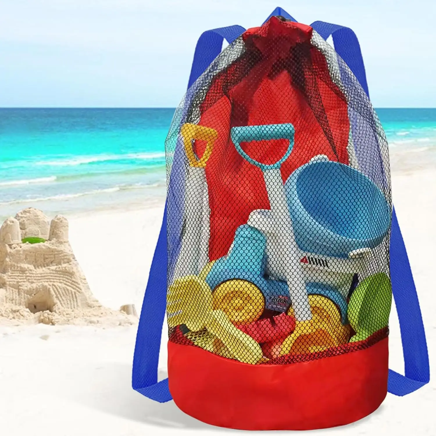 Mesh Beach Bag Drawstring Backpack Foldable Toy Organizer Pouch Shell Adjustable Straps Large Capacity Beach Toy Bag Swim Bag Mesh Beach Bag Drawstring Backpack Foldable Toy Organizer Pouch Shell Adjustable Straps Large Capacity Beach Toy Bag Swim Bag