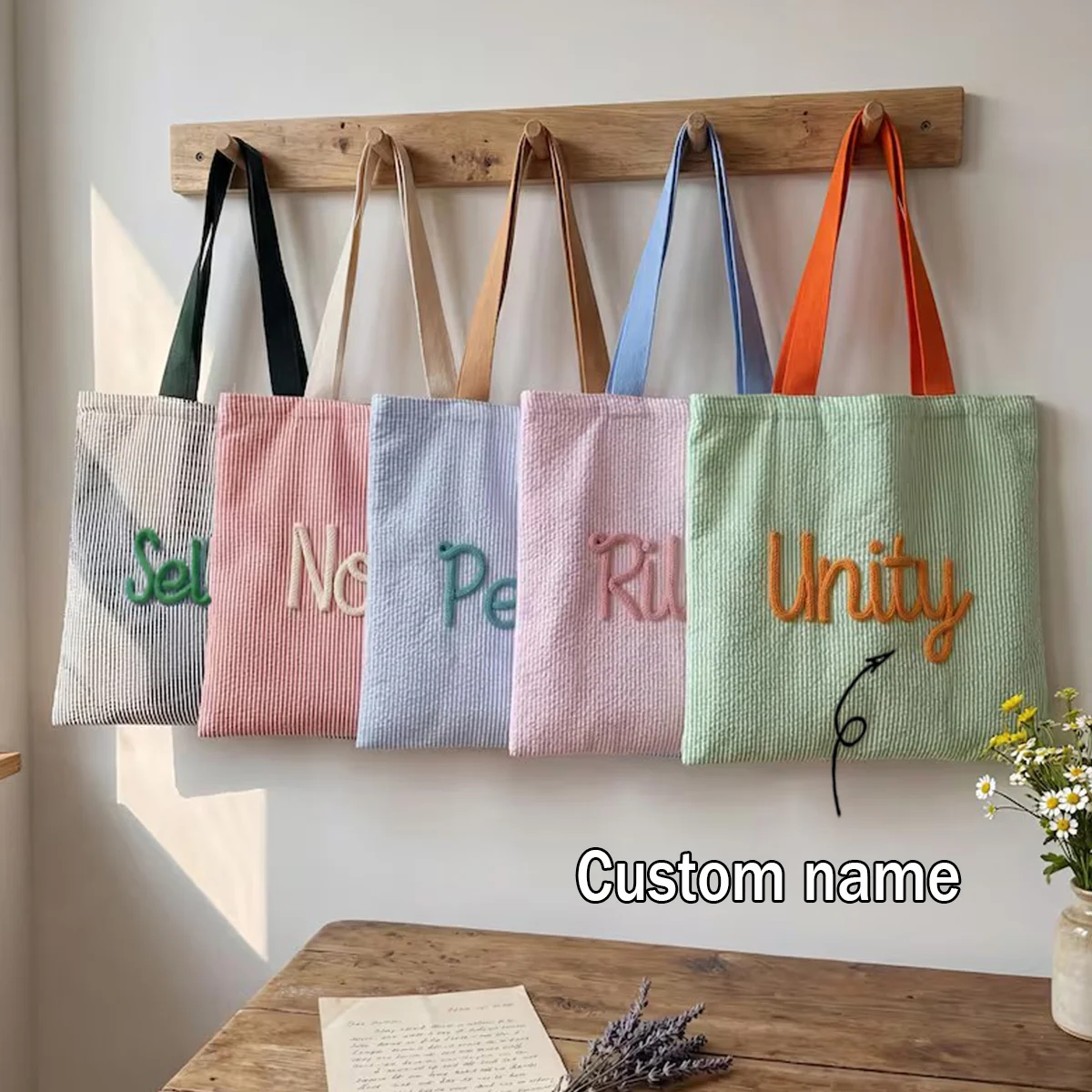 Personalized Beach Tote Bag — Lined Beach Bag with Inner Pocket — Personalized Zippered Tote — Summer Hobo Bag — Bridesmaid Gift