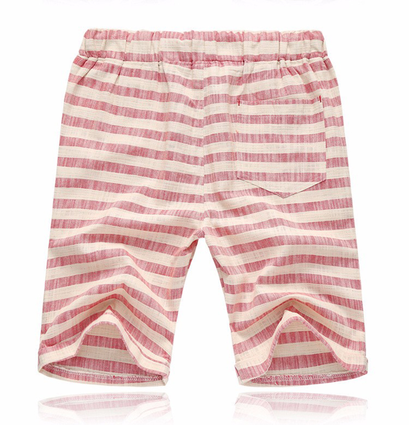 Men's Stylish Breathable Cotton Shorts with Striped Pattern and Drawstring - Image 3