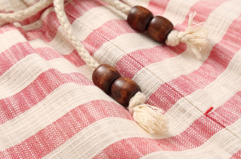 Men's Stylish Breathable Cotton Shorts with Striped Pattern and Drawstring - Image 8