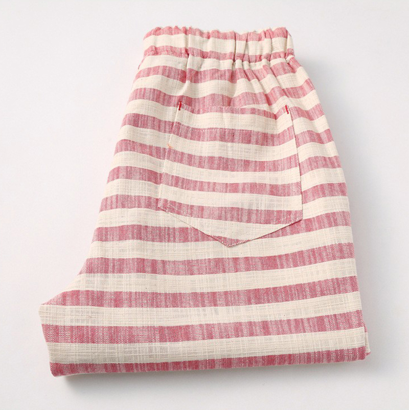 Men's Stylish Breathable Cotton Shorts with Striped Pattern and Drawstring - Image 5
