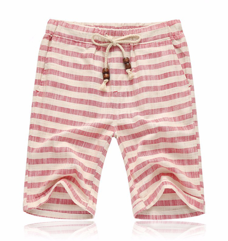 Men's Stylish Breathable Cotton Shorts with Striped Pattern and Drawstring - Image 2