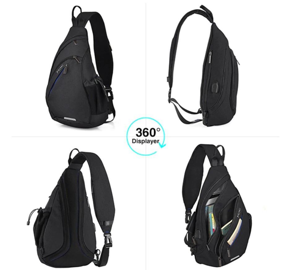 Men's Water Drop One Shoulder USB Backpack - Image 4